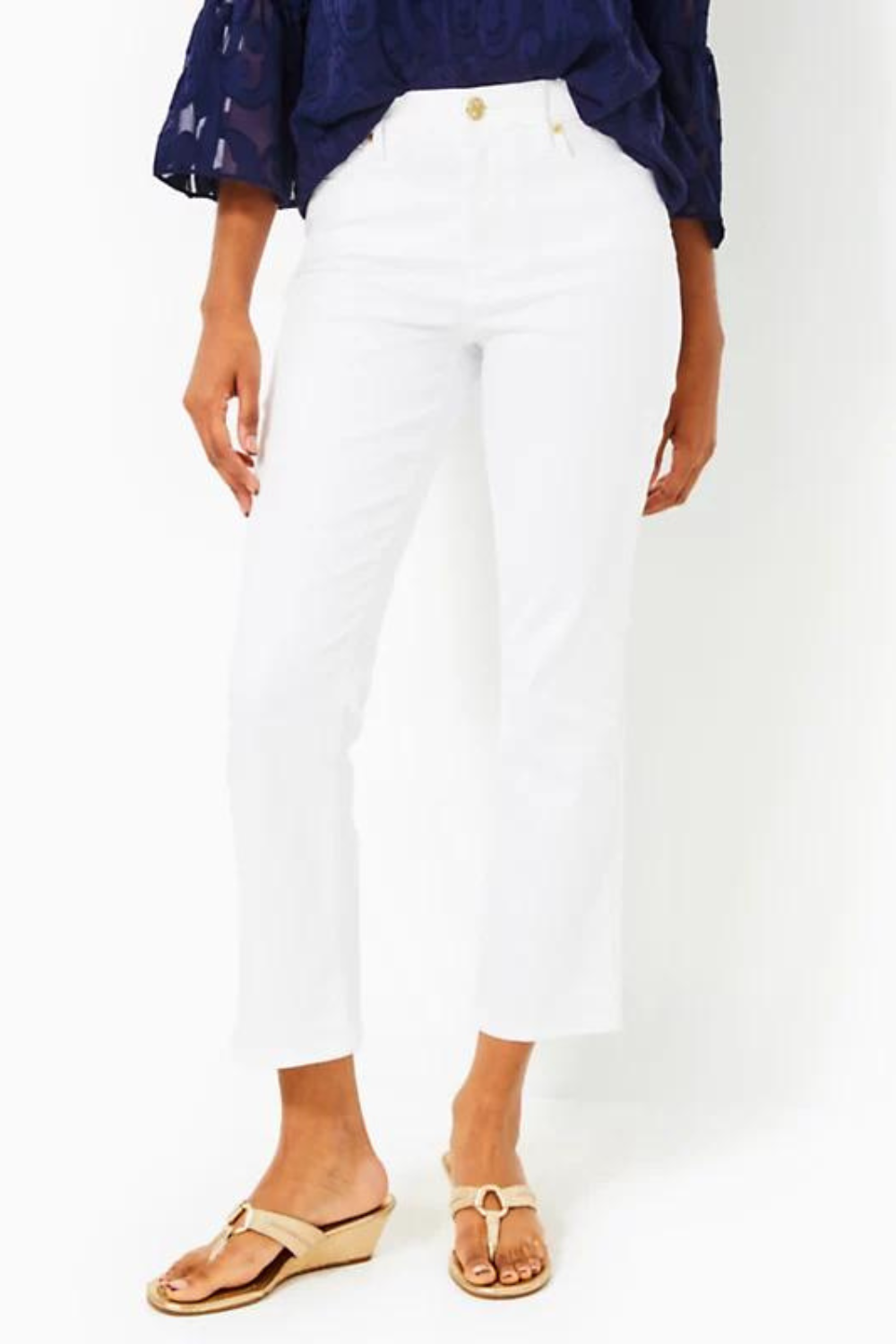 Lilly Pulitzer Annet High Rise Crop Flare Jeans - Resort White