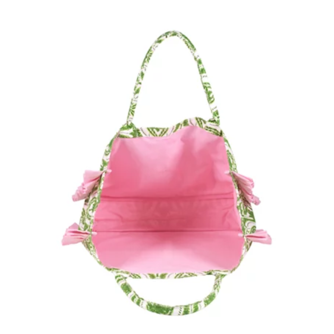 Lilly Pulitzer Ruffle Tote- Textured Palm Stripe