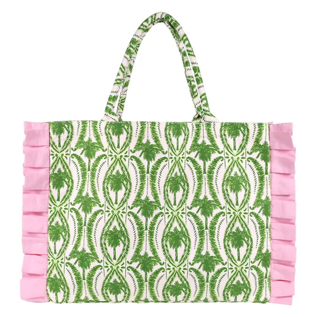 Lilly Pulitzer Ruffle Tote- Textured Palm Stripe