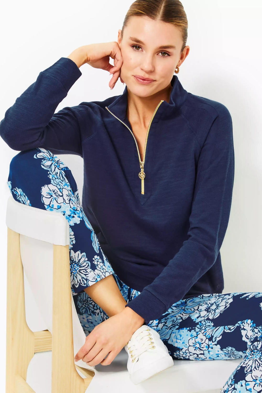 Lilly Pulizter Luxletic Ashlee Half-Zip Pullover - Low Tide Navy