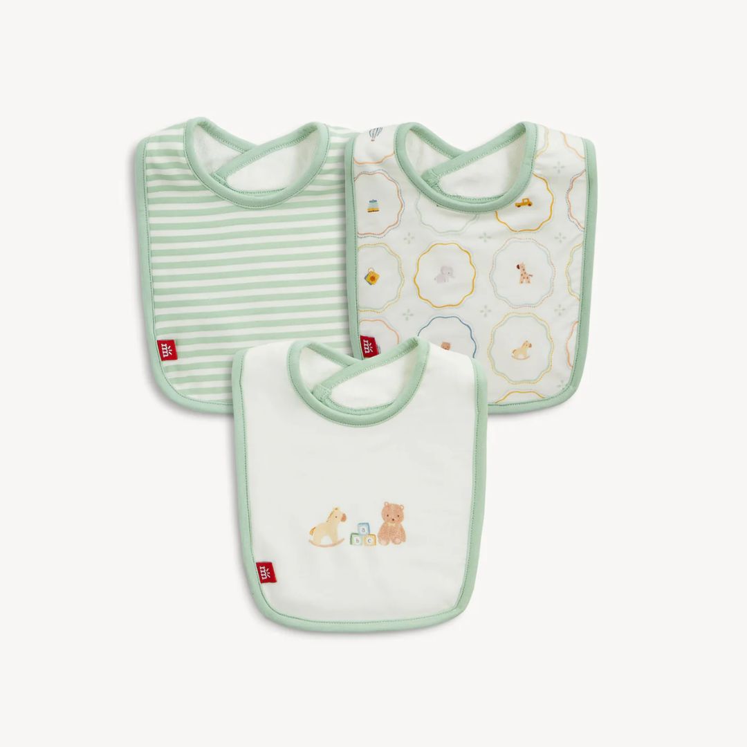 Magnetic Me Bib 3-Pack in Nursery Magic on a plain white background