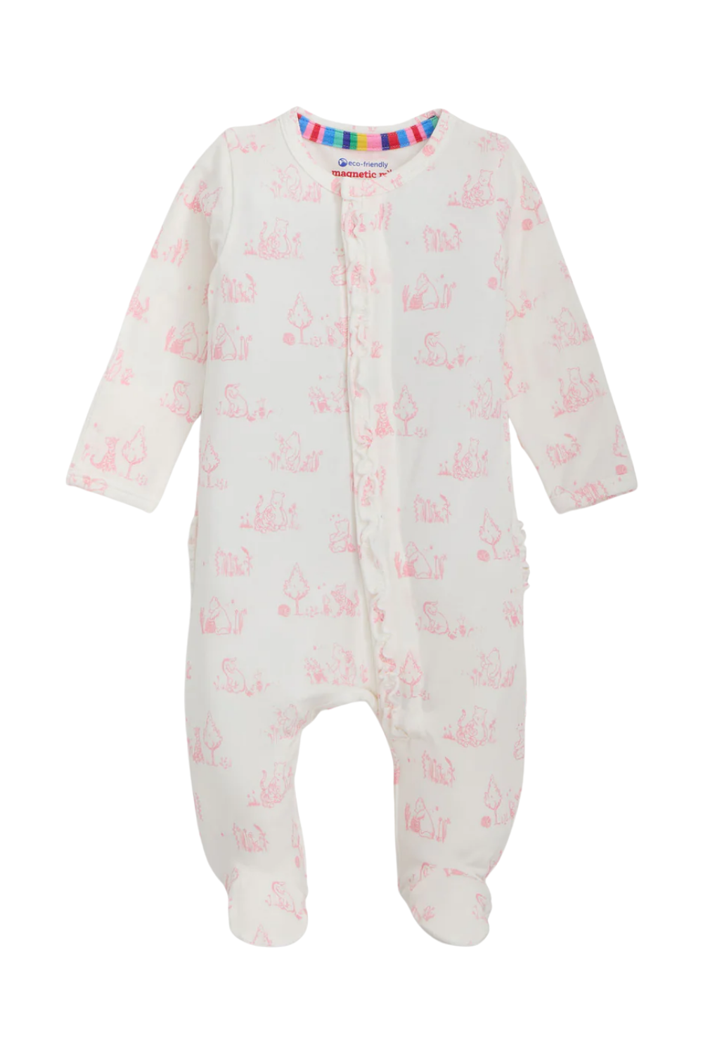 Magnetic Me Sweeter Than Hunny Magnetic Footie w/ Ruffle pink winnie the pooh print