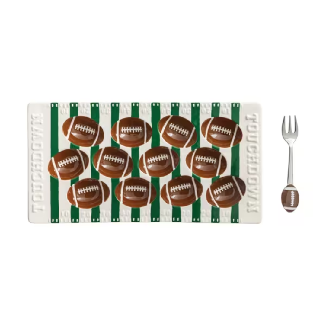Mud Pie Football Field Deviled Egg Tray Set