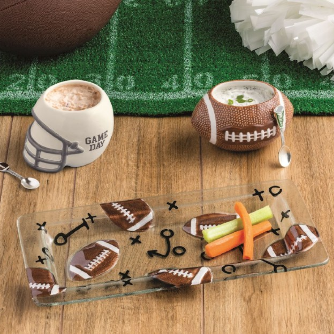 Mud Pie Football Glass Tray