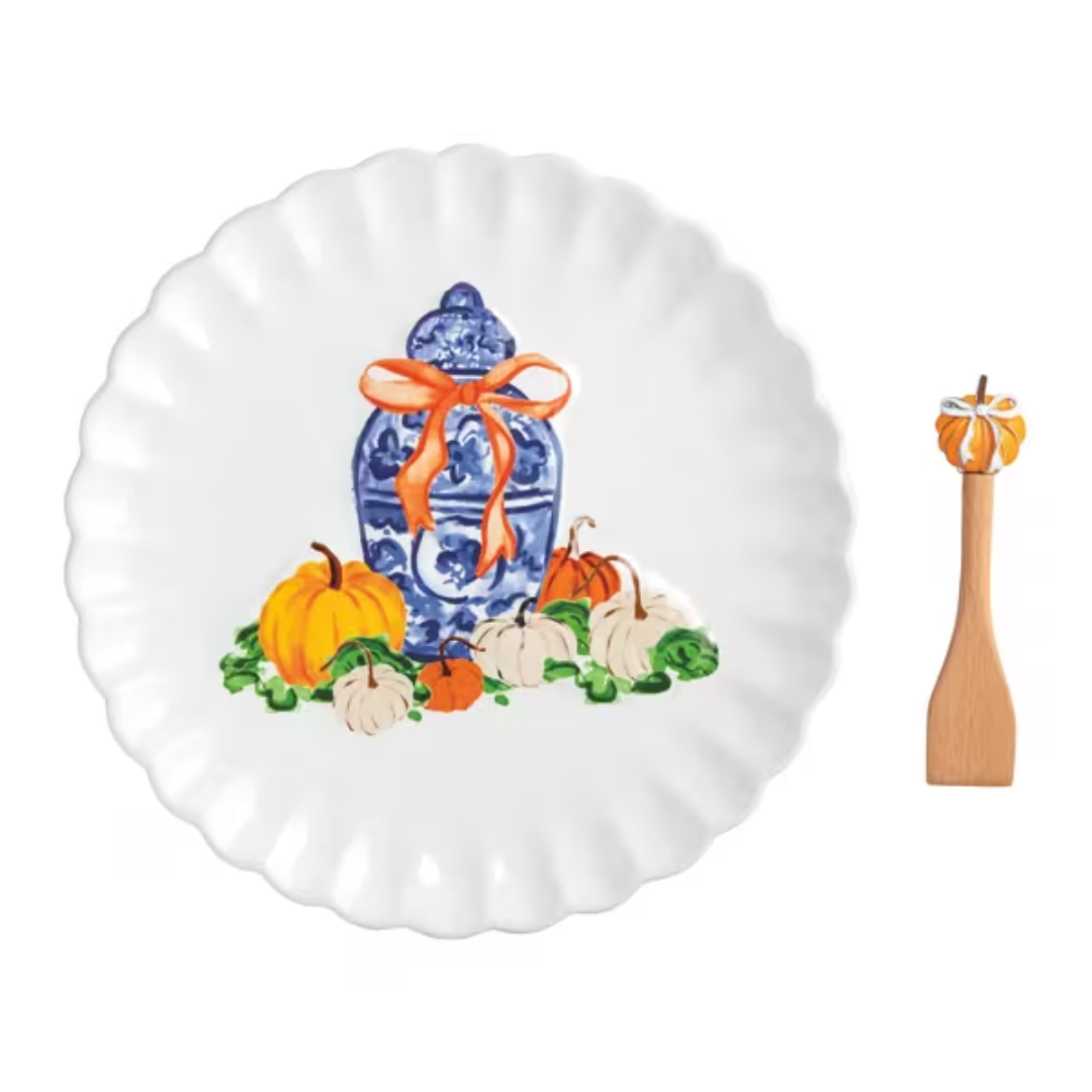 Mud Pie Topiary Pumpkin Cookie Plate Set
