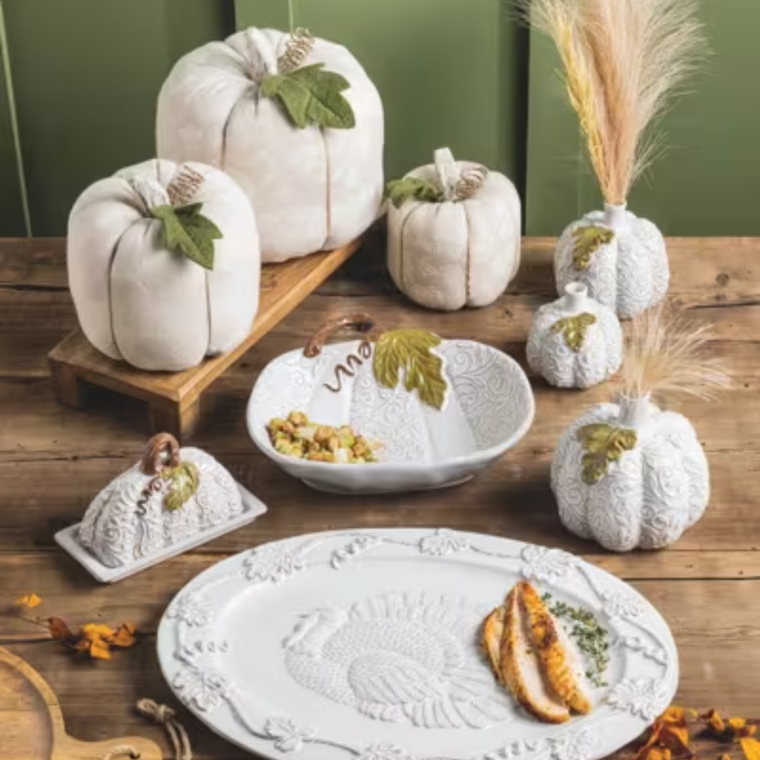 Mud Pie White Pumpkin Butter Dish