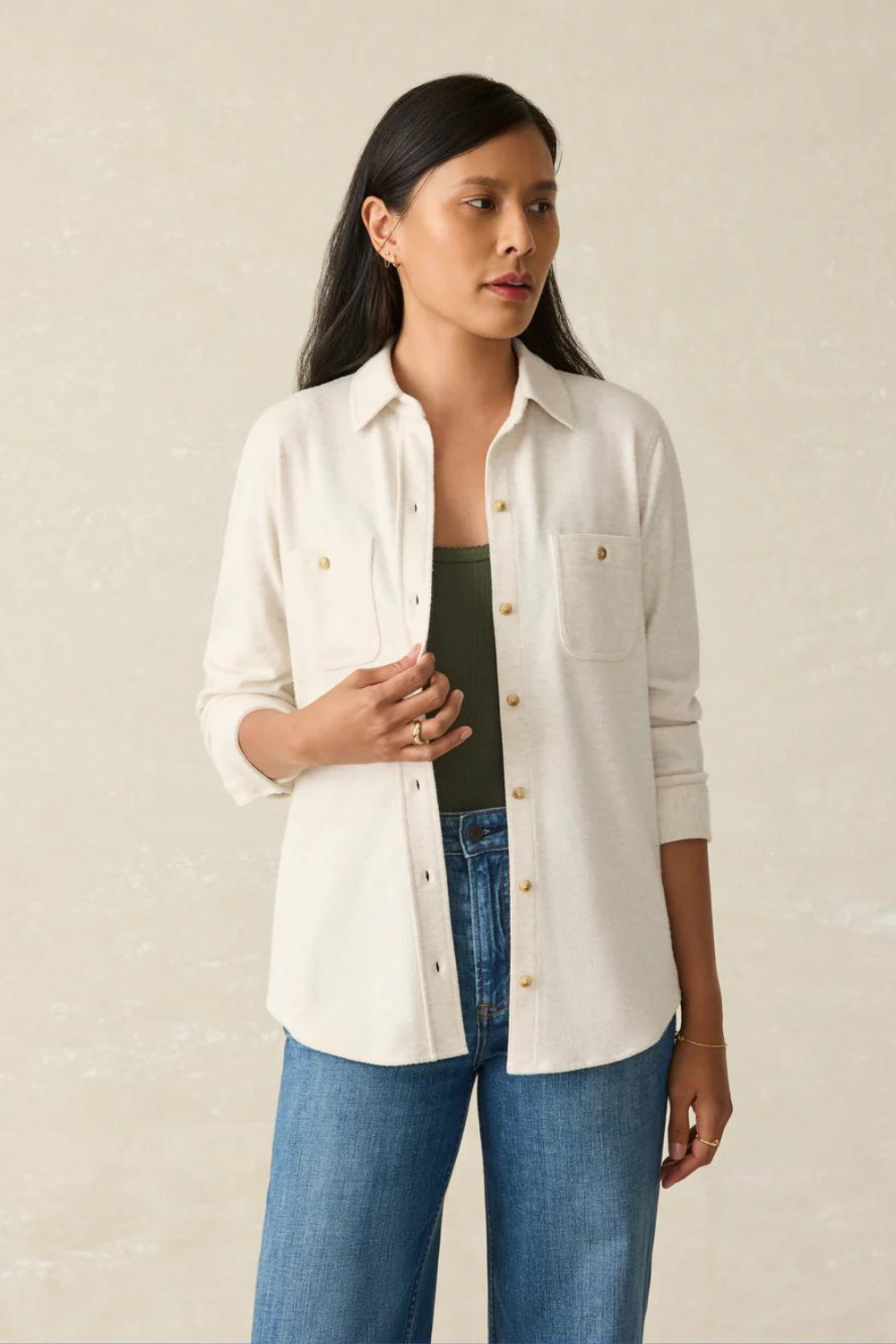 Faherty Legend Sweater Shirt - Off White