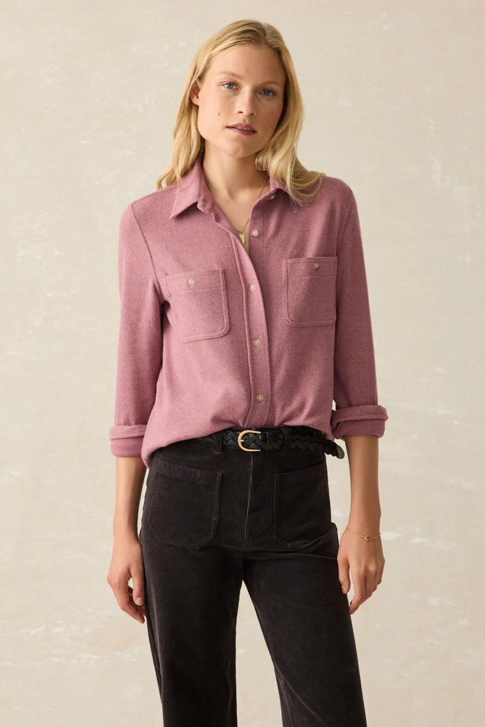 Faherty Legend Sweater Shirt - Rose Twill