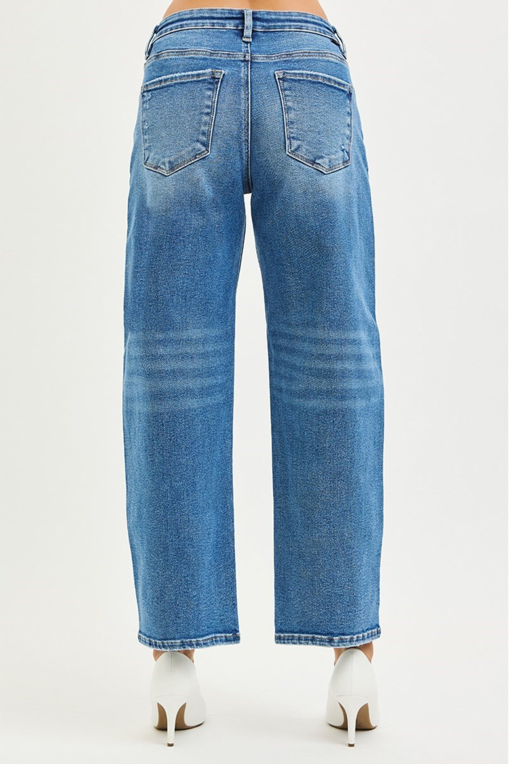 Risen High Rise Crop Barrel Jeans