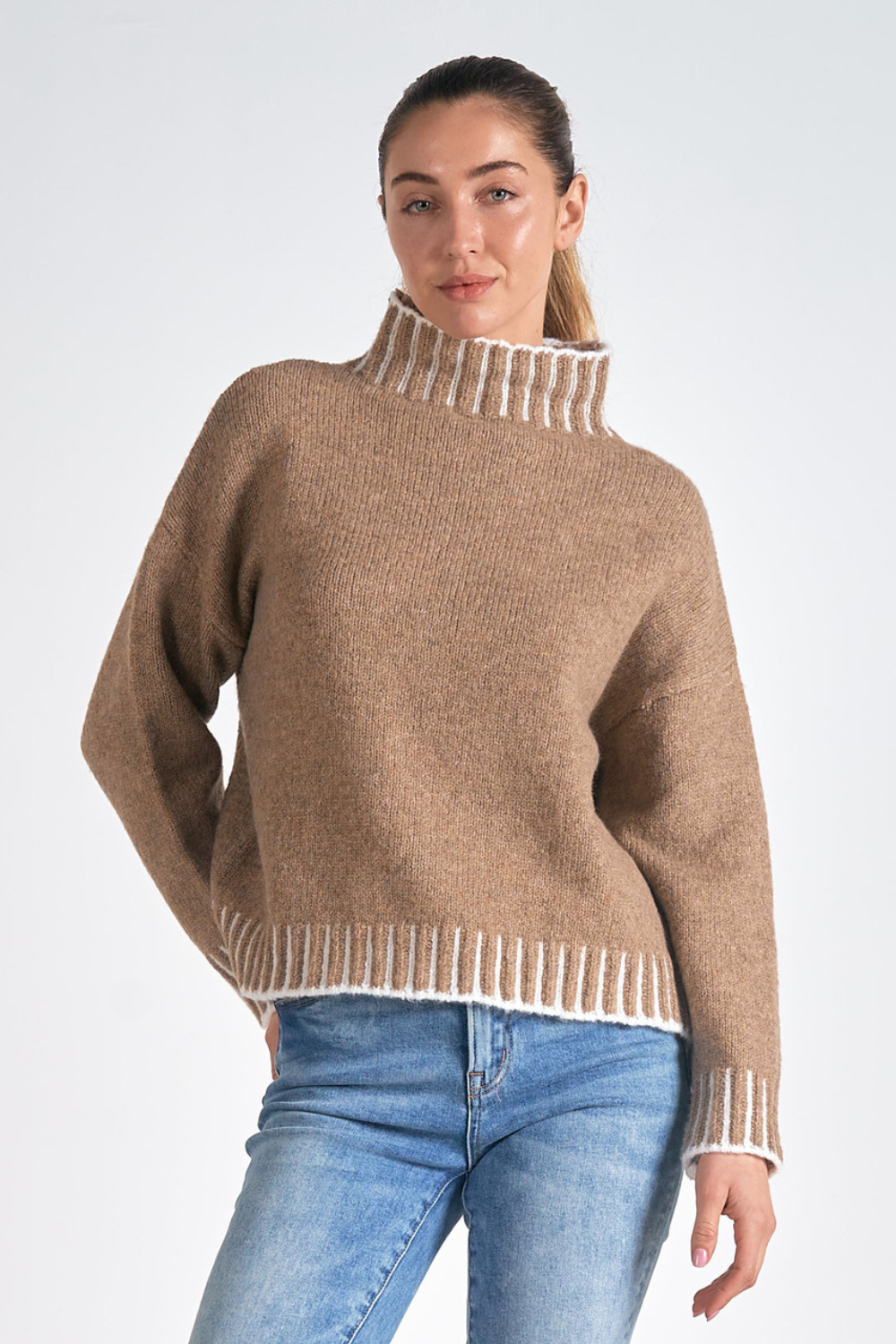 Elan Tan Turtleneck Sweater