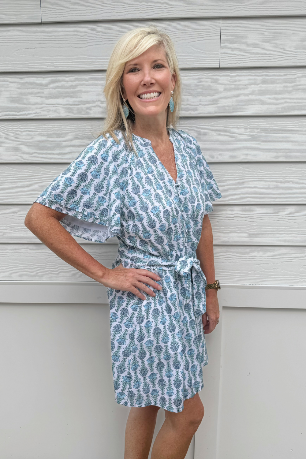 Cabana Life Woven Short Sleeve Dress in Flora