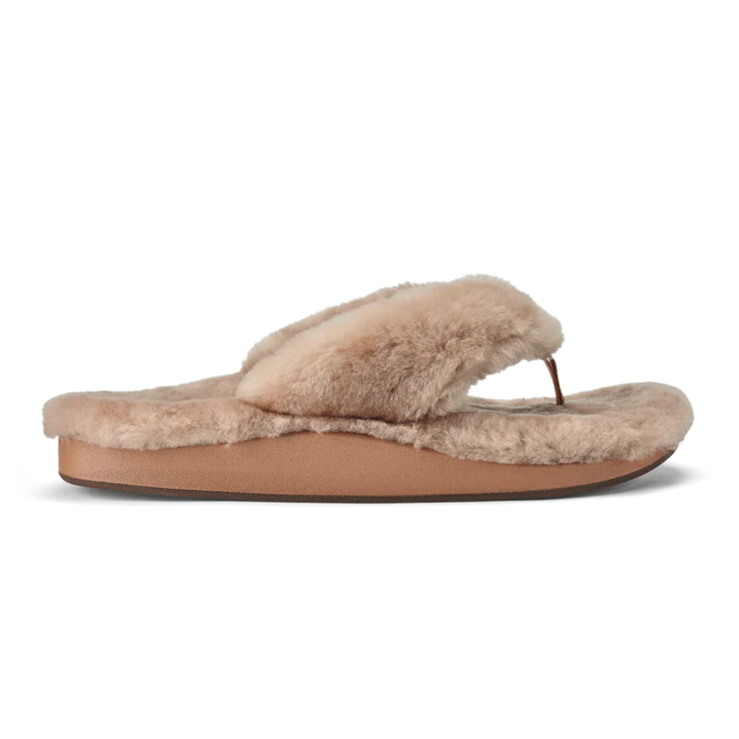 Olukai Kipe'a Heu Fuzzy Slippers - Tan - The Cottage