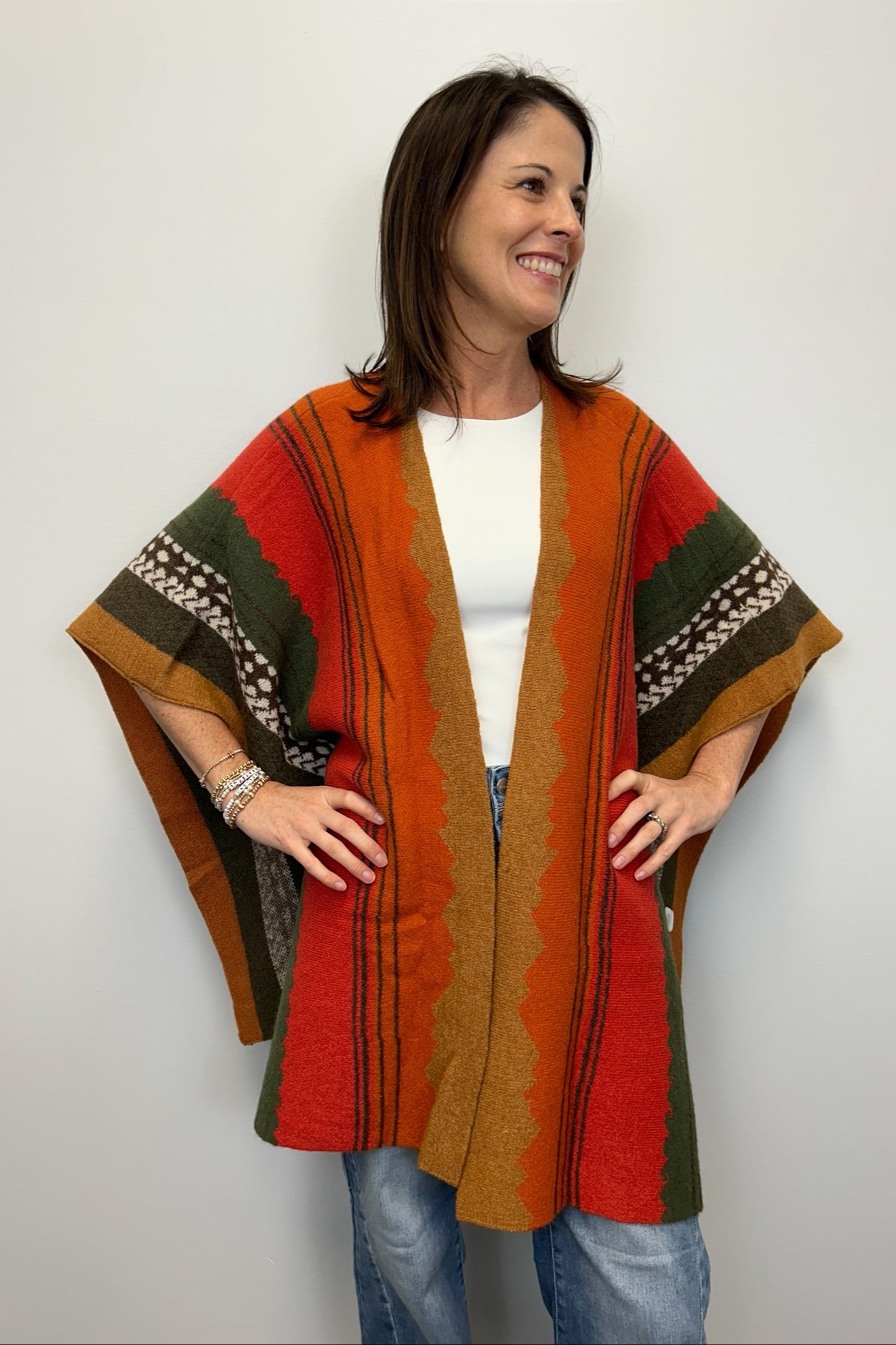 Pueblo Ruana Wrap - Rust Green