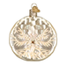 Decorative glass ornament with a snowflake design on a white background