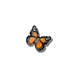 Butterfly-shaped hair clip with orange and black colors on a white background