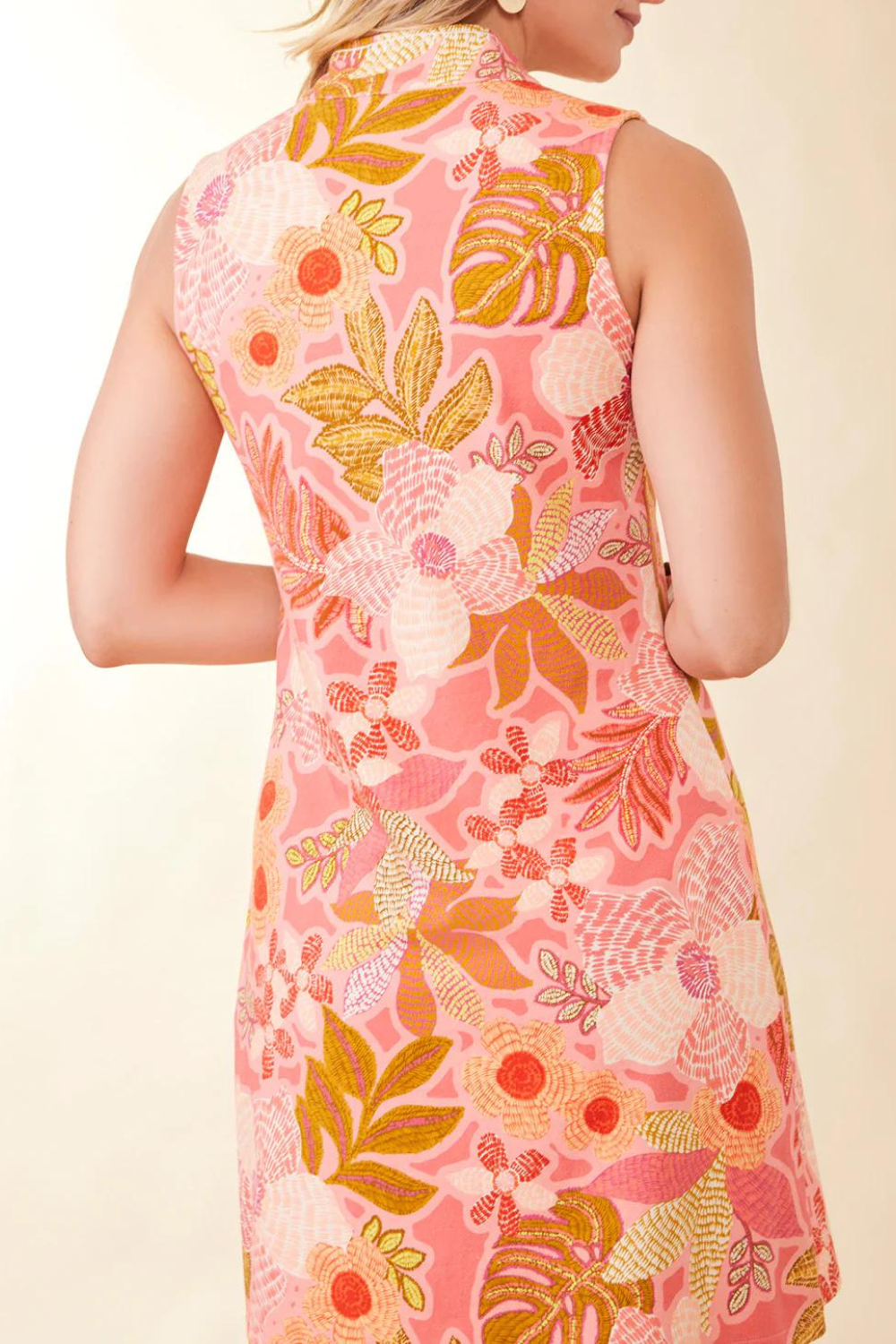 Spartina Serena Half Zip Dress - Callawassie Flowers Pink