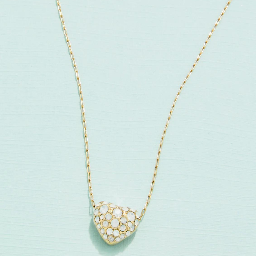 Spartina Splash White Opal Sparkling Heart Necklace
