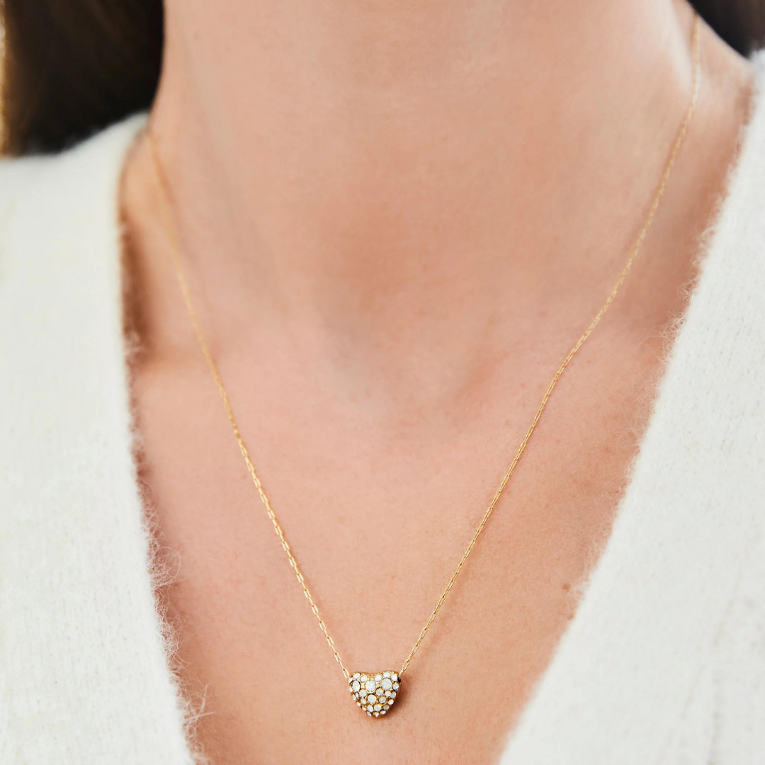 Spartina Splash White Opal Sparkling Heart Necklace