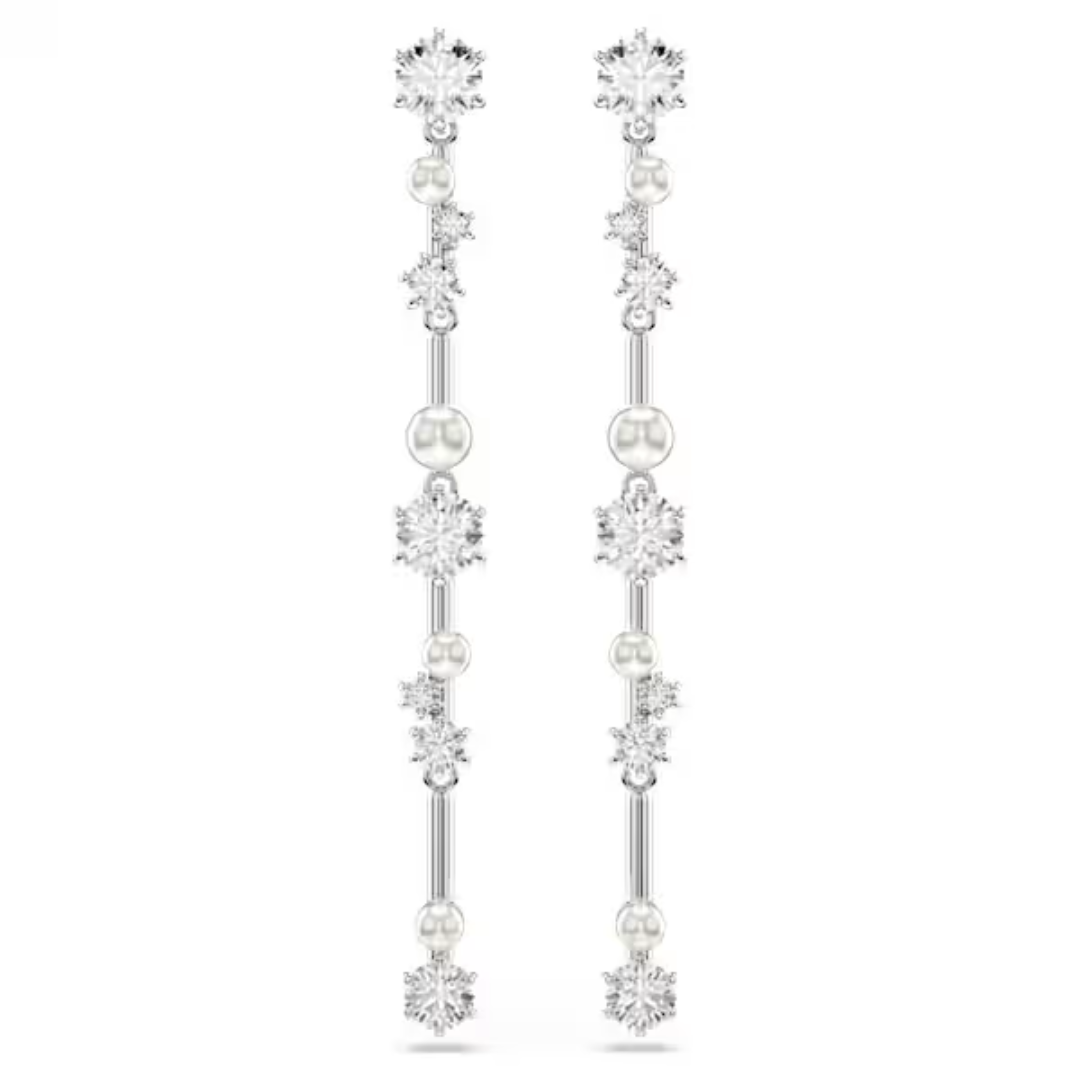 Swarovski Constella Drop Earrings - Pearl/Crystal, Rhodium