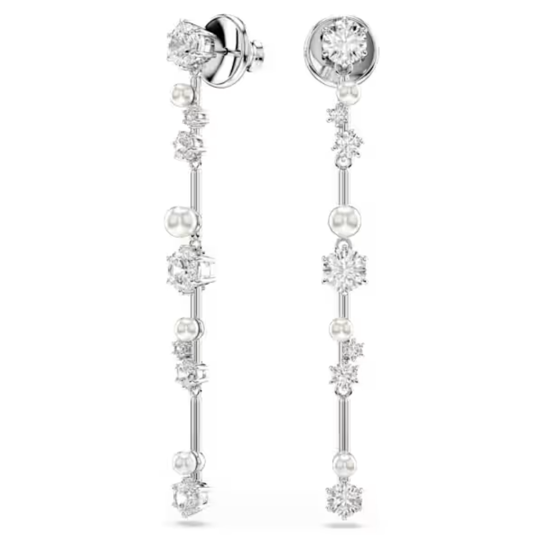 Swarovski Constella Drop Earrings - Pearl/Crystal, Rhodium