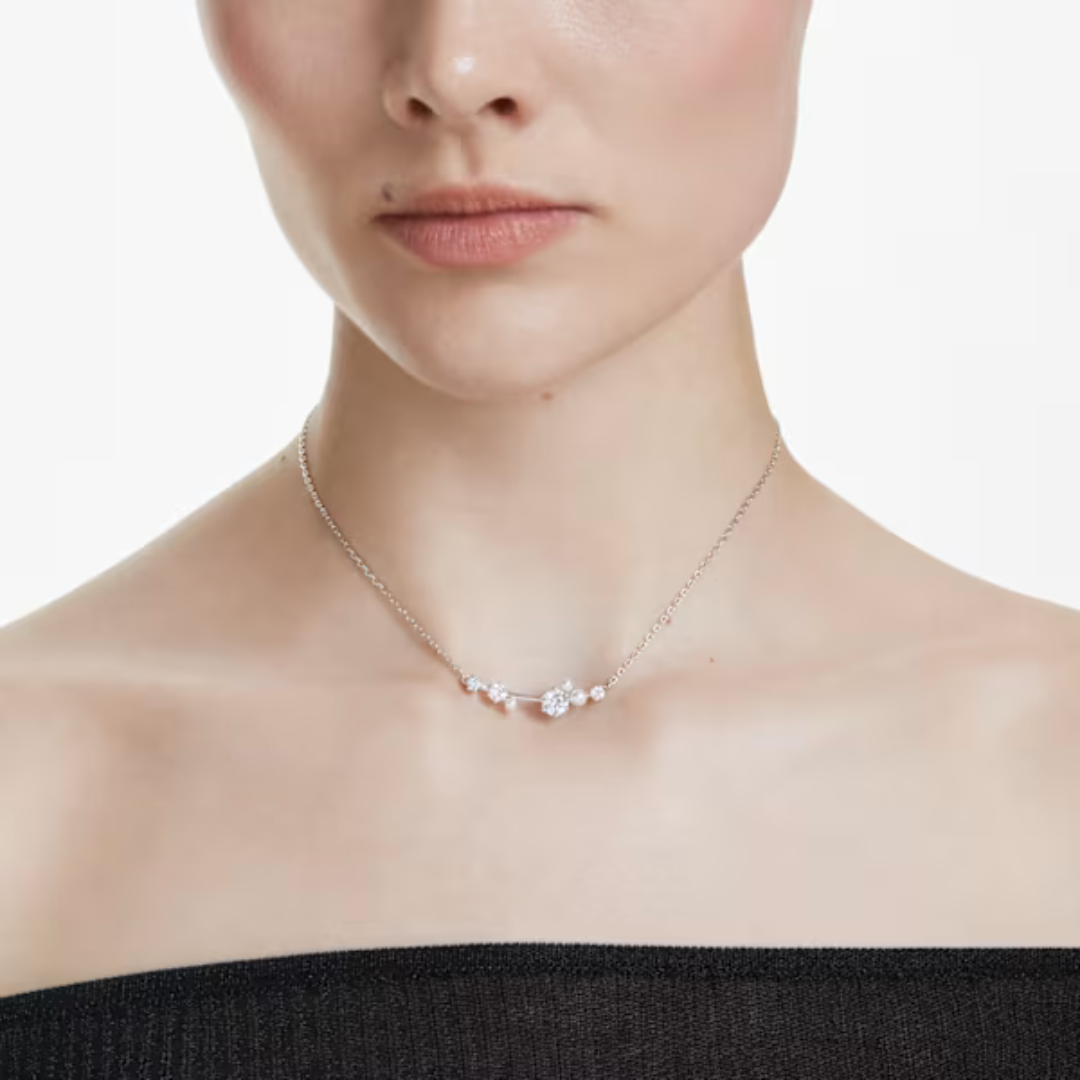 Swarovski Constella Bar Necklace - White/Rhodium