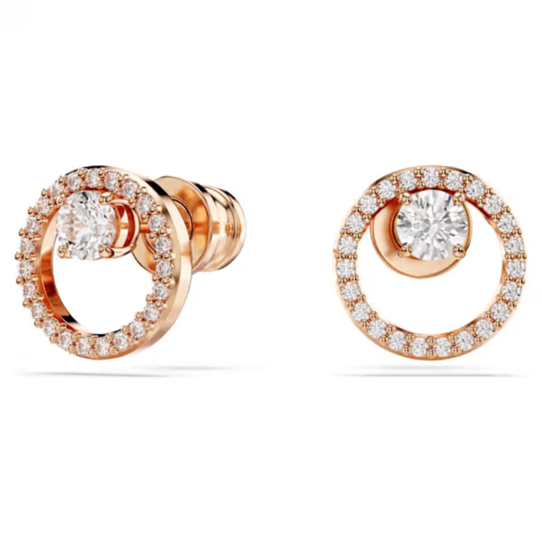 Swarovski Constella Stud Earrings - White/Rose Gold