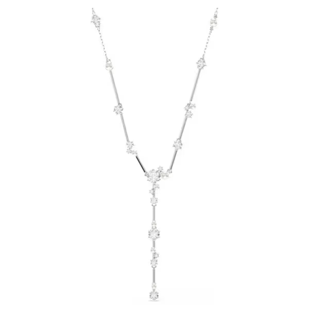 Swarovski Constella Y Necklace - White Crystal/Pearl/Rhodium