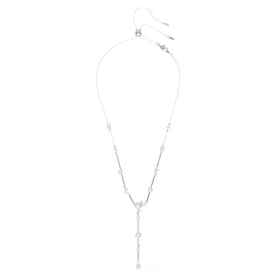 Swarovski Constella Y Necklace - White Crystal/Pearl/Rhodium