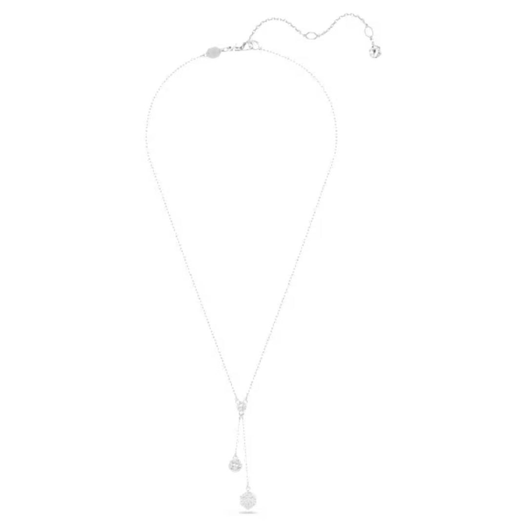 Swarovski Dextera Sphere and Cube Pendant Necklace - White/Rhodium