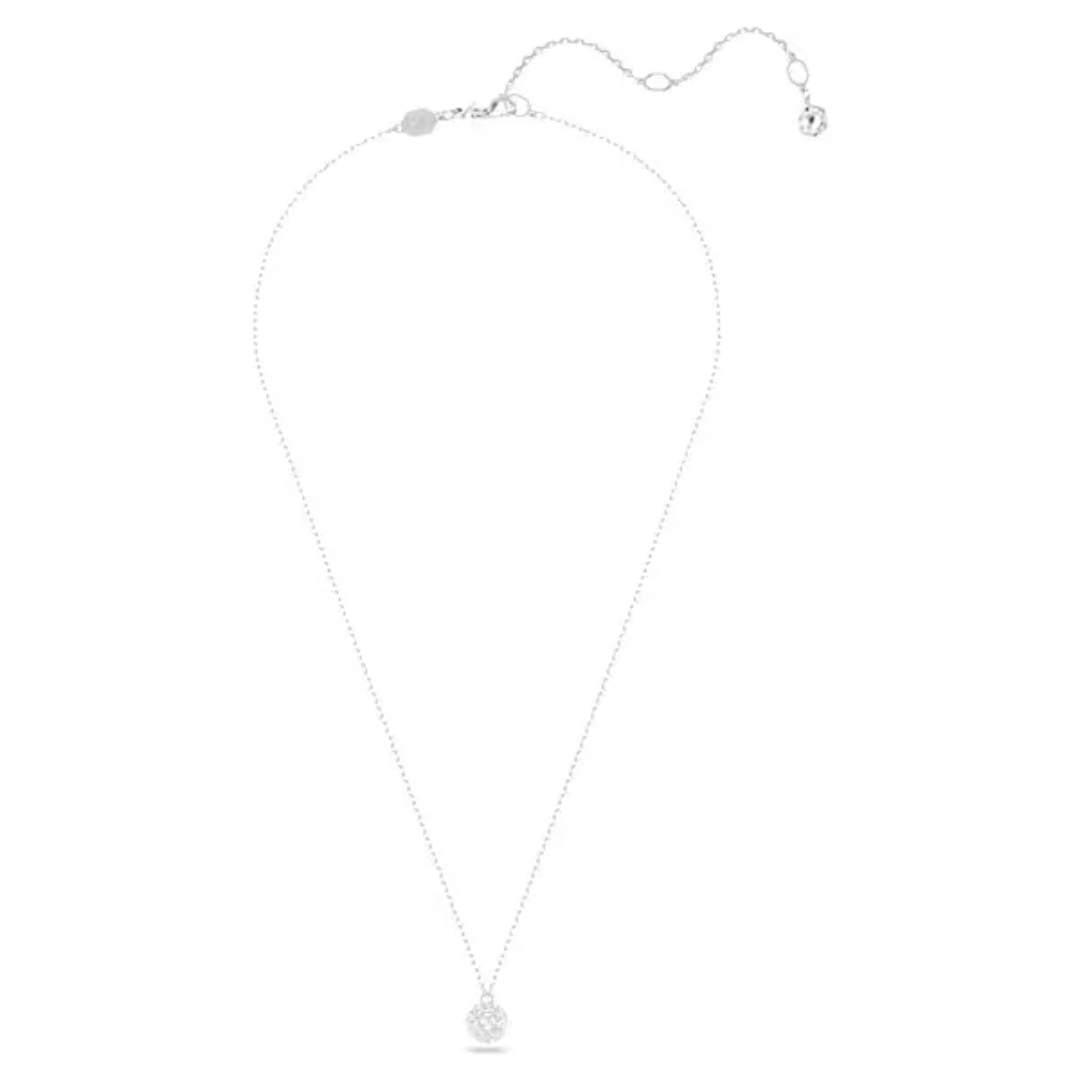 Swarovski Dextera Round Pendant Necklace - White/Rhodium