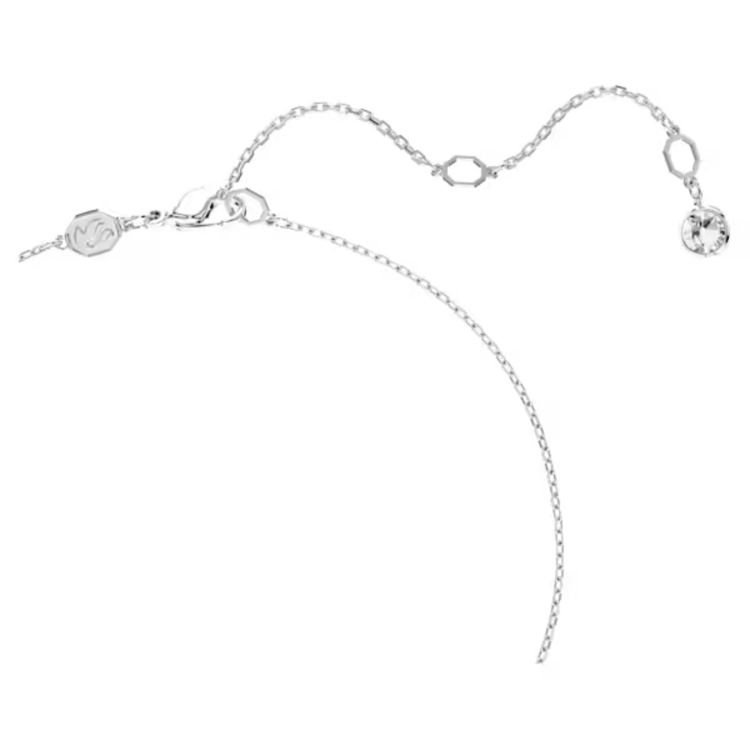 Swarovski Dextera Round Pendant Necklace - White/Rhodium