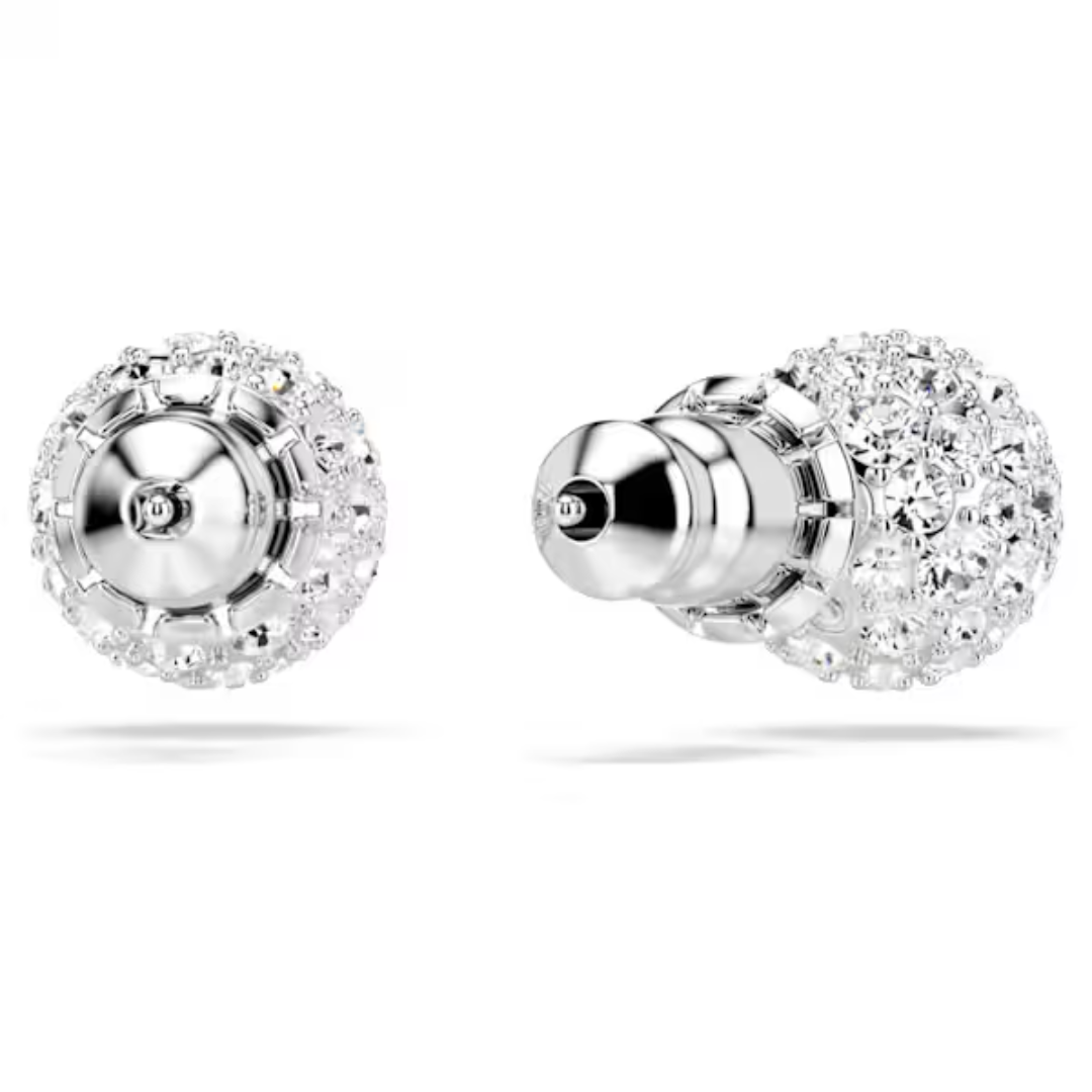 Swarovski Dextera Round Stud Earrings - White/Rhodium