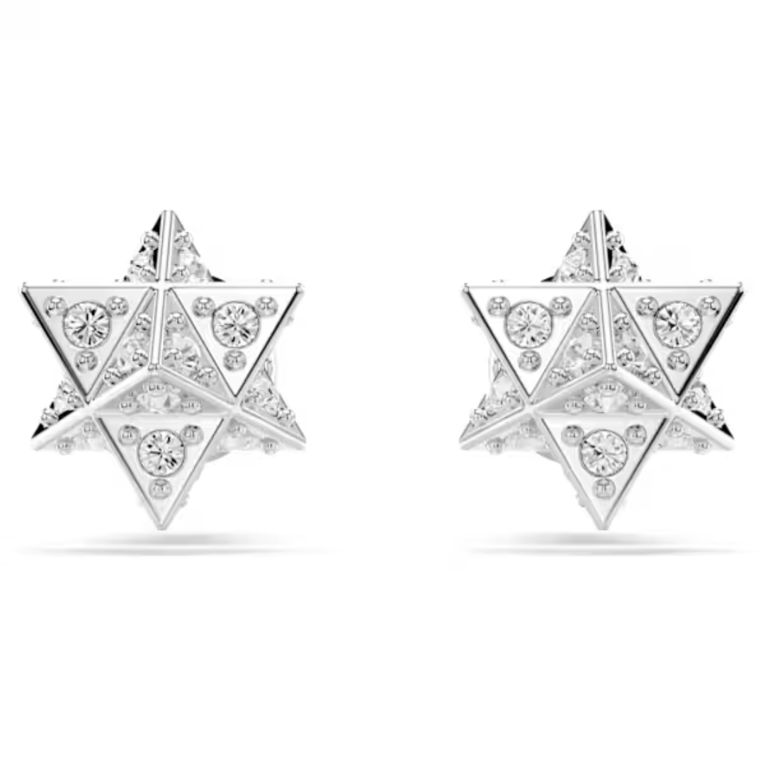 Swarovski Dextera Star Stud Earrings - White/Rhodium