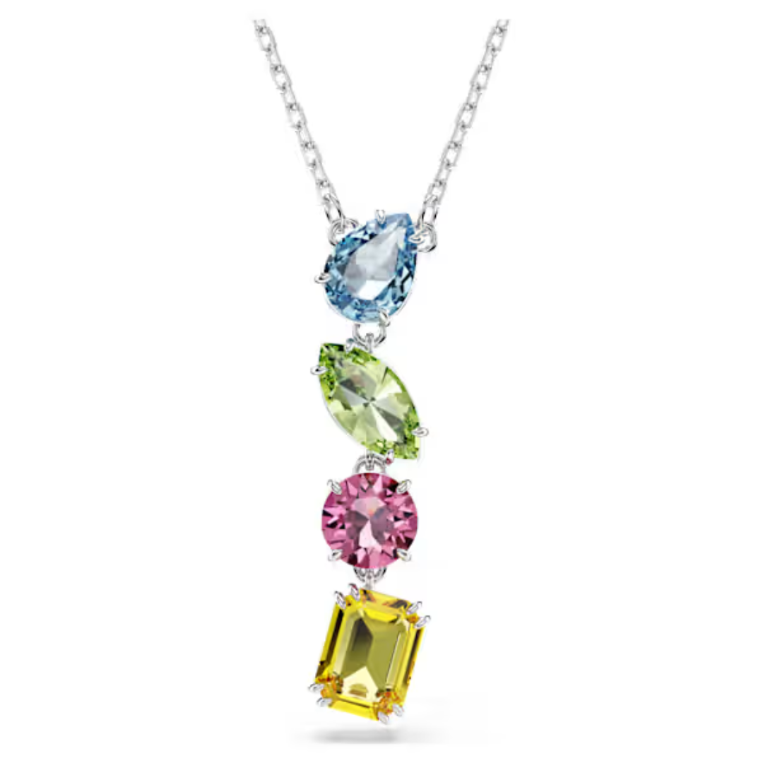 Swarovski Gema Y Pendant - Multicolor/Rhodium