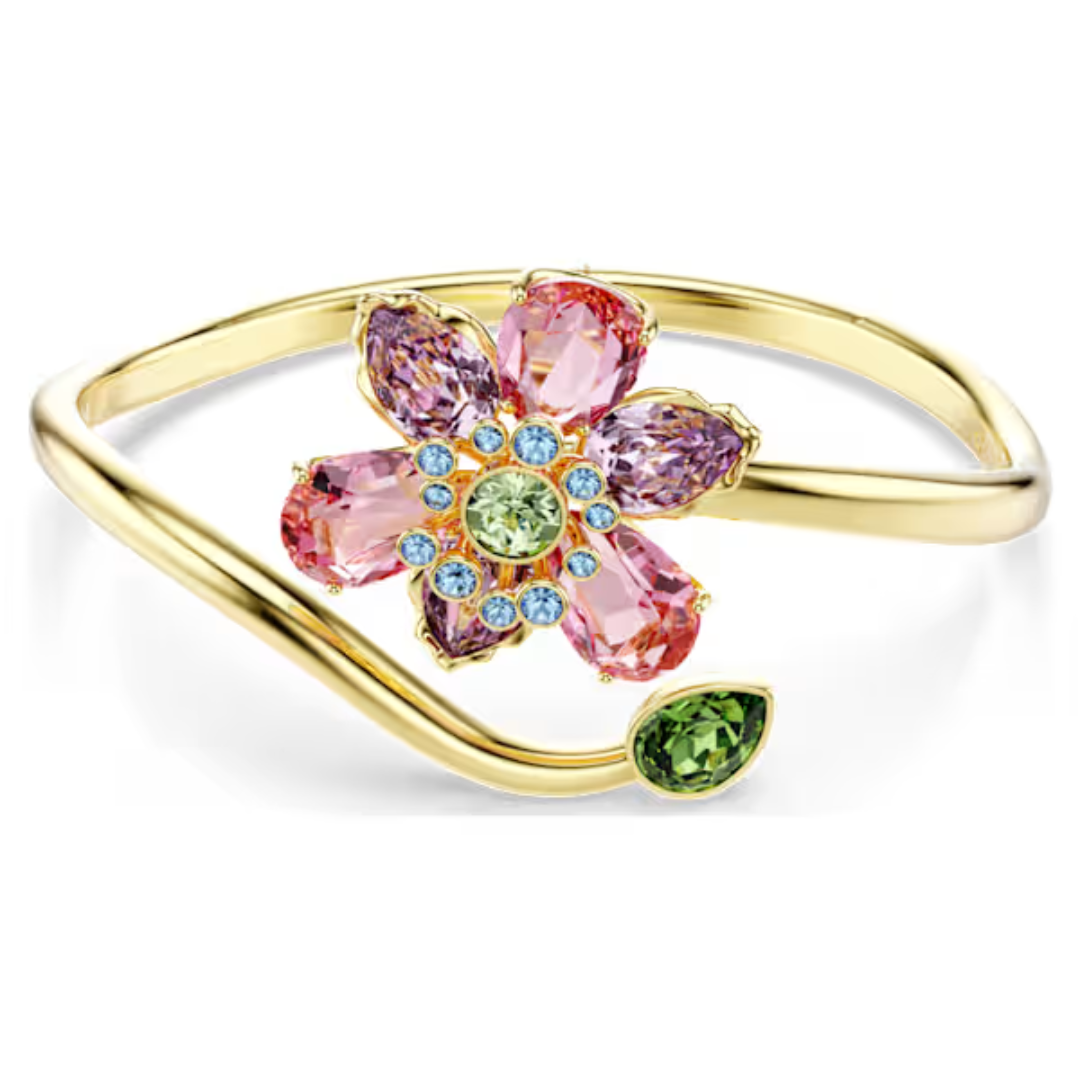 Swarovski Idyllia Open Bangle Flower Bracelet - Multicolor/Gold - Medium