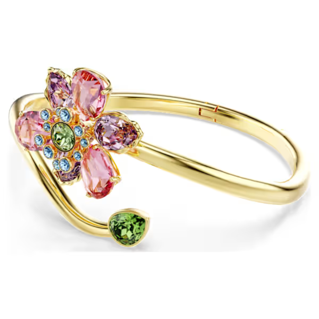 Swarovski Idyllia Open Bangle Flower Bracelet - Multicolor/Gold - Medium