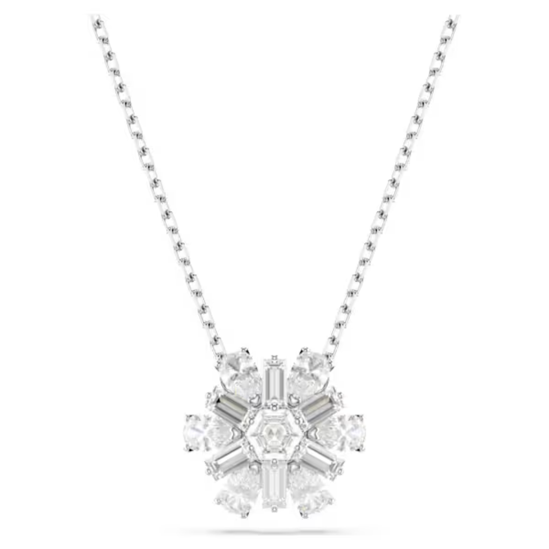 Swarovski Idyllia Snowflake Pendant Necklace - White/Rhodium