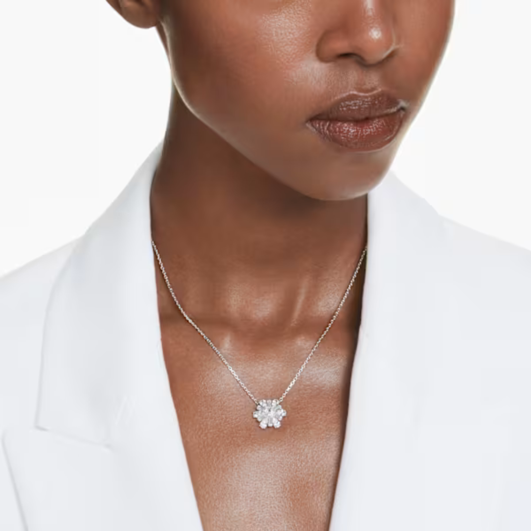 Swarovski Idyllia Snowflake Pendant Necklace - White/Rhodium