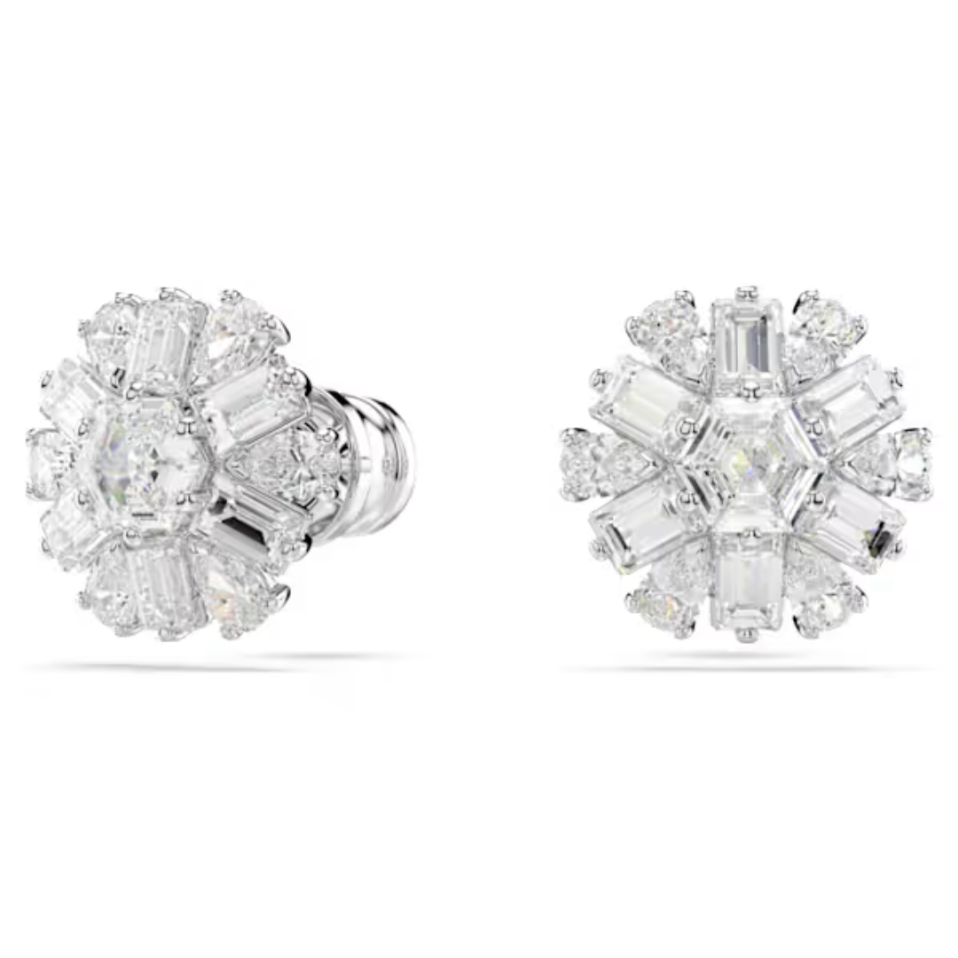 Swarovski Idyllia Snowflake Stud Earrings - White/Rhodium