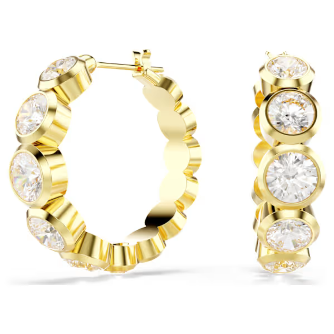 Swarovski Imber Round Hoop Earrings - White/Gold