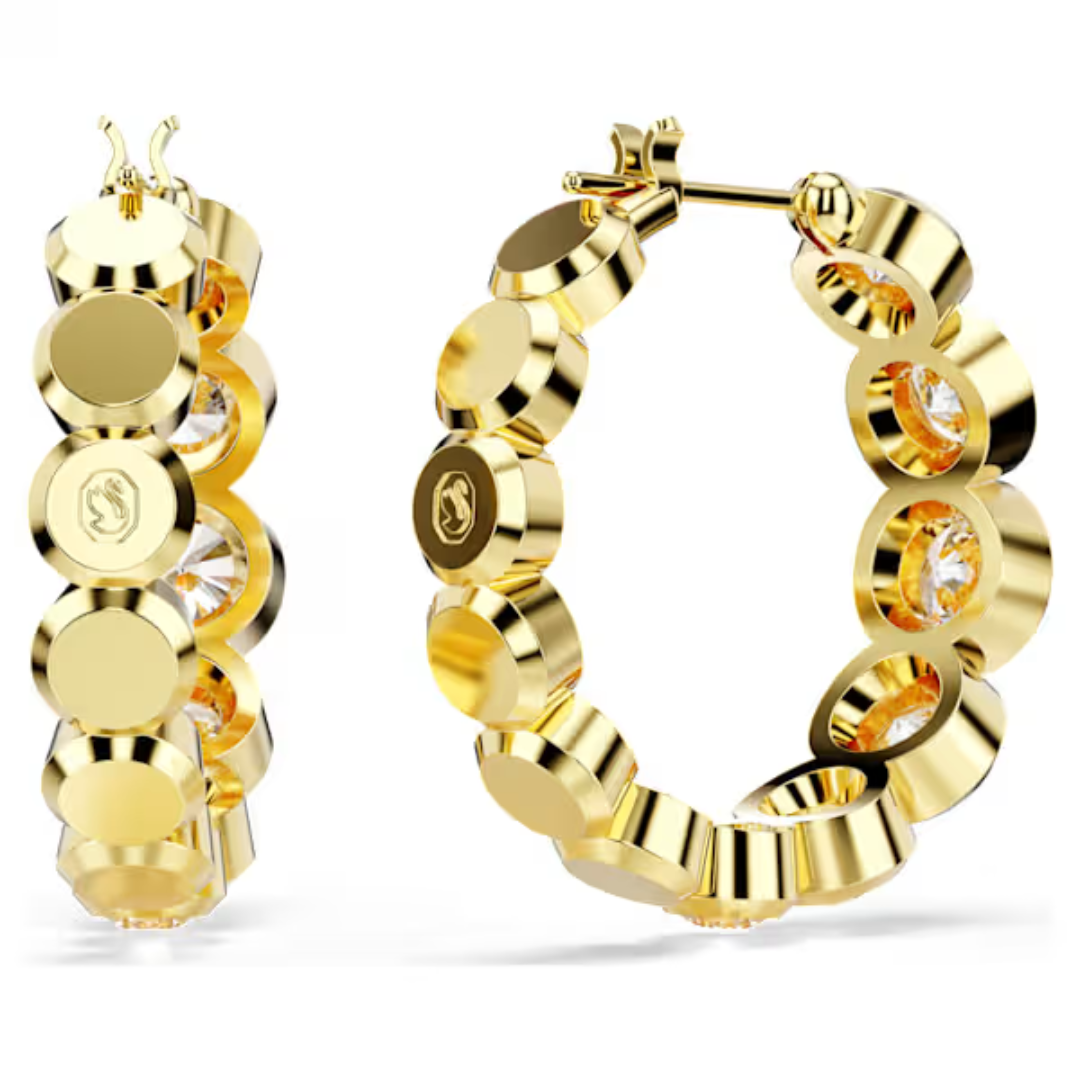 Swarovski Imber Round Hoop Earrings - White/Gold