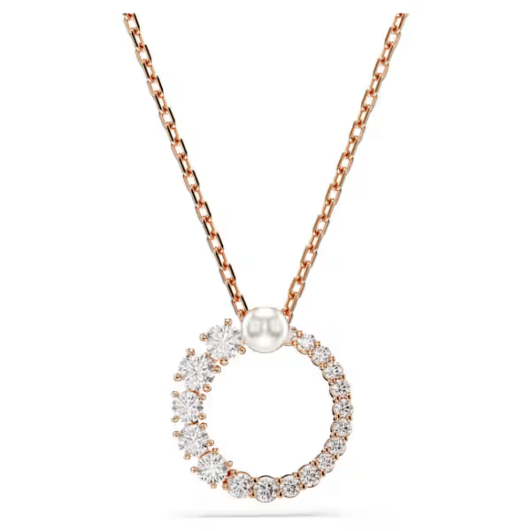 Swarovski Matrix Circle Pendant - Crystal/Pearl/Rose Gold