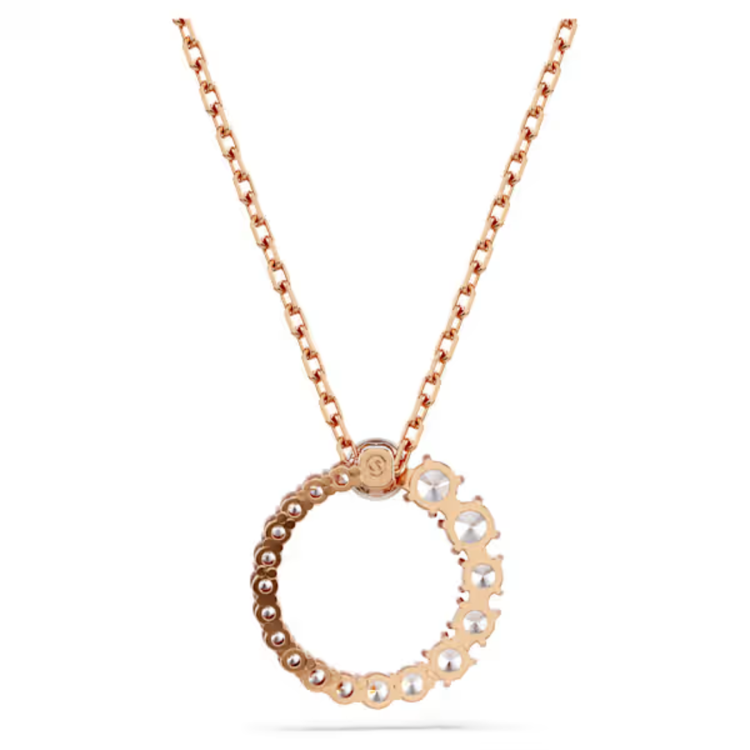 Swarovski Matrix Circle Pendant - Crystal/Pearl/Rose Gold