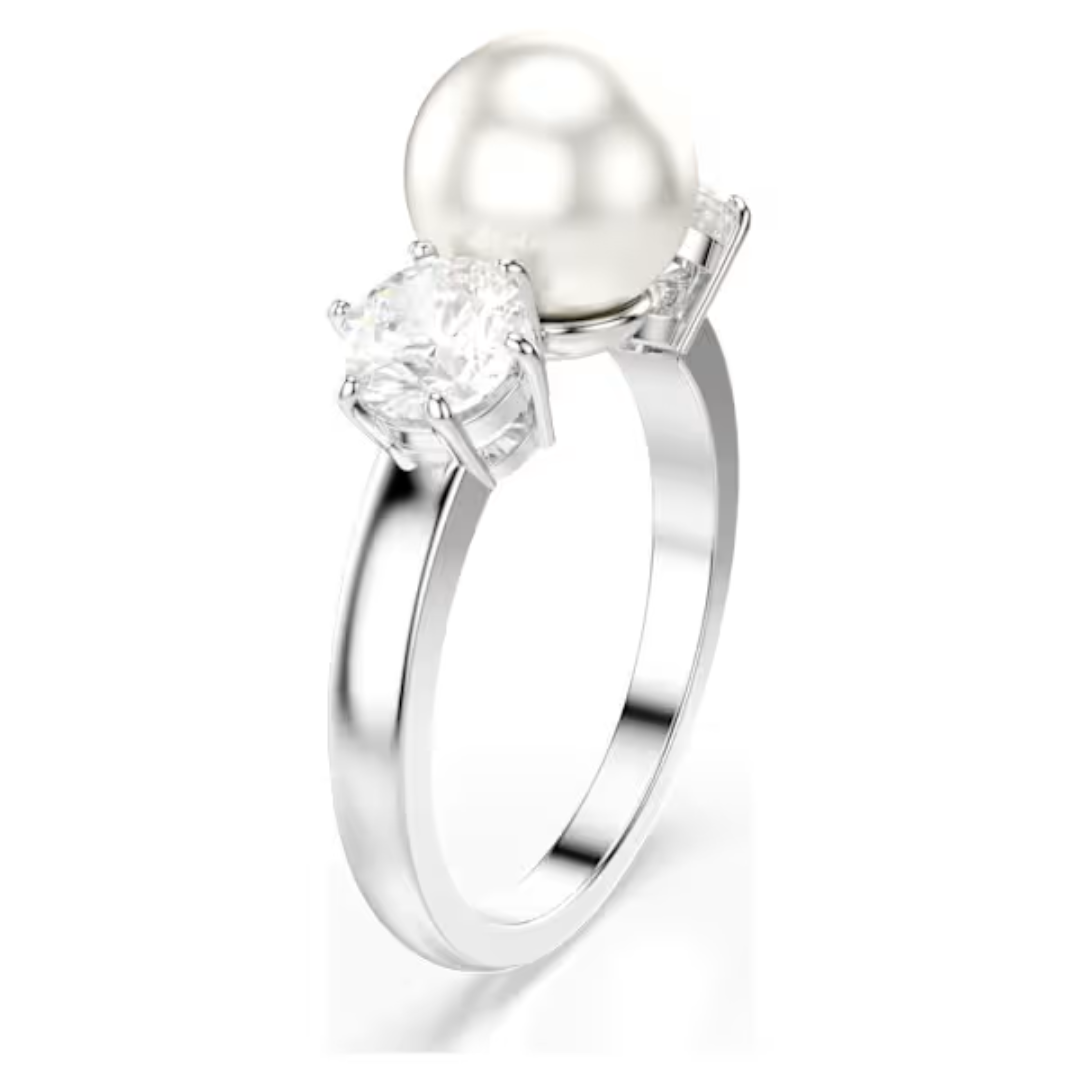 Swarovski Matrix Cocktail Ring - Crystal/Pearl/Rhodium - 58/8