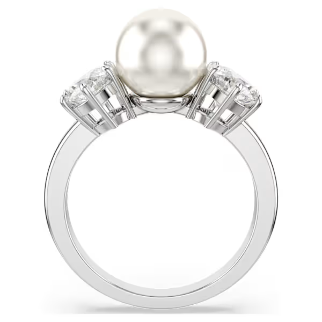 Swarovski Matrix Cocktail Ring - Crystal/Pearl/Rhodium - 58/8