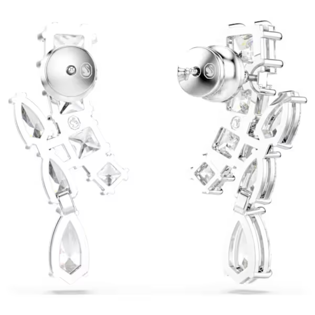 Swarovski Matrix Drop Earrings - White/Rhodium