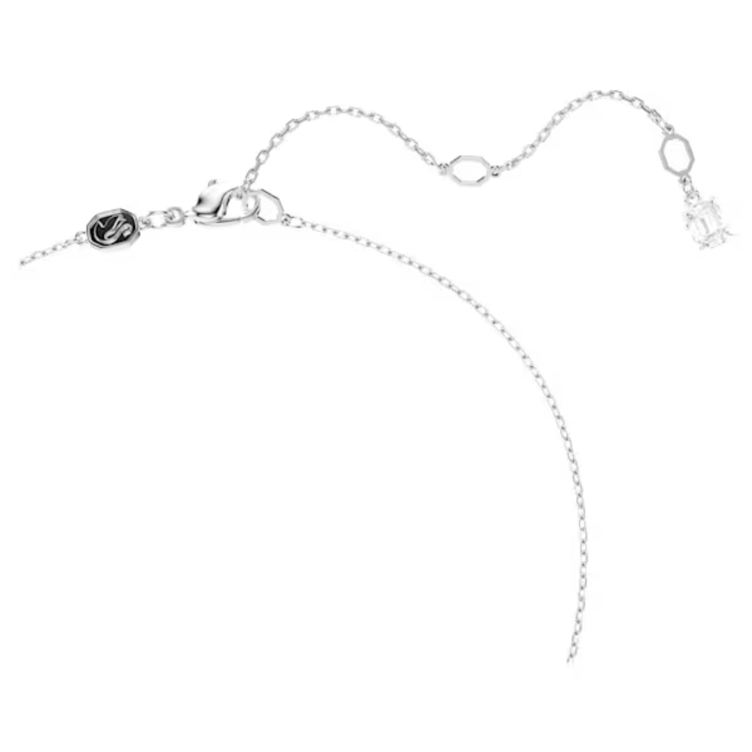 Swarovski Matrix Drop Pendant Necklace - White/Rhodium