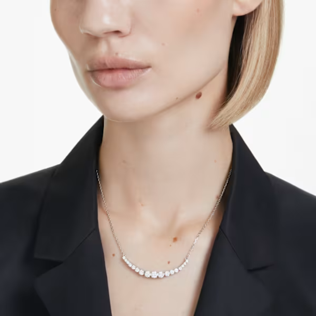 Swarovski Matrix Gradient Necklace - White/Rhodium