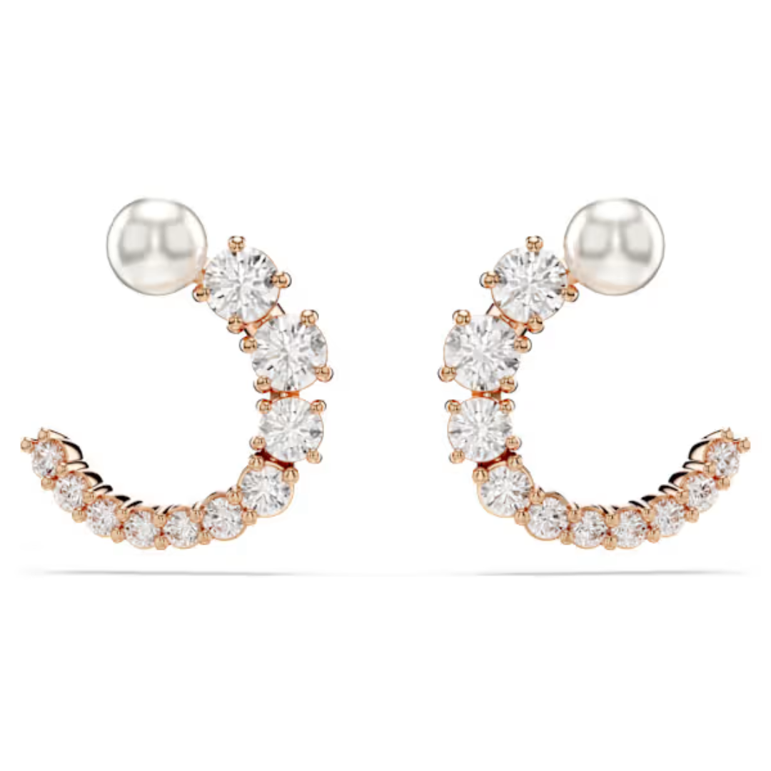 Swarovski Matrix Hoop Earrings - Crystal/Pearl/Rose Gold