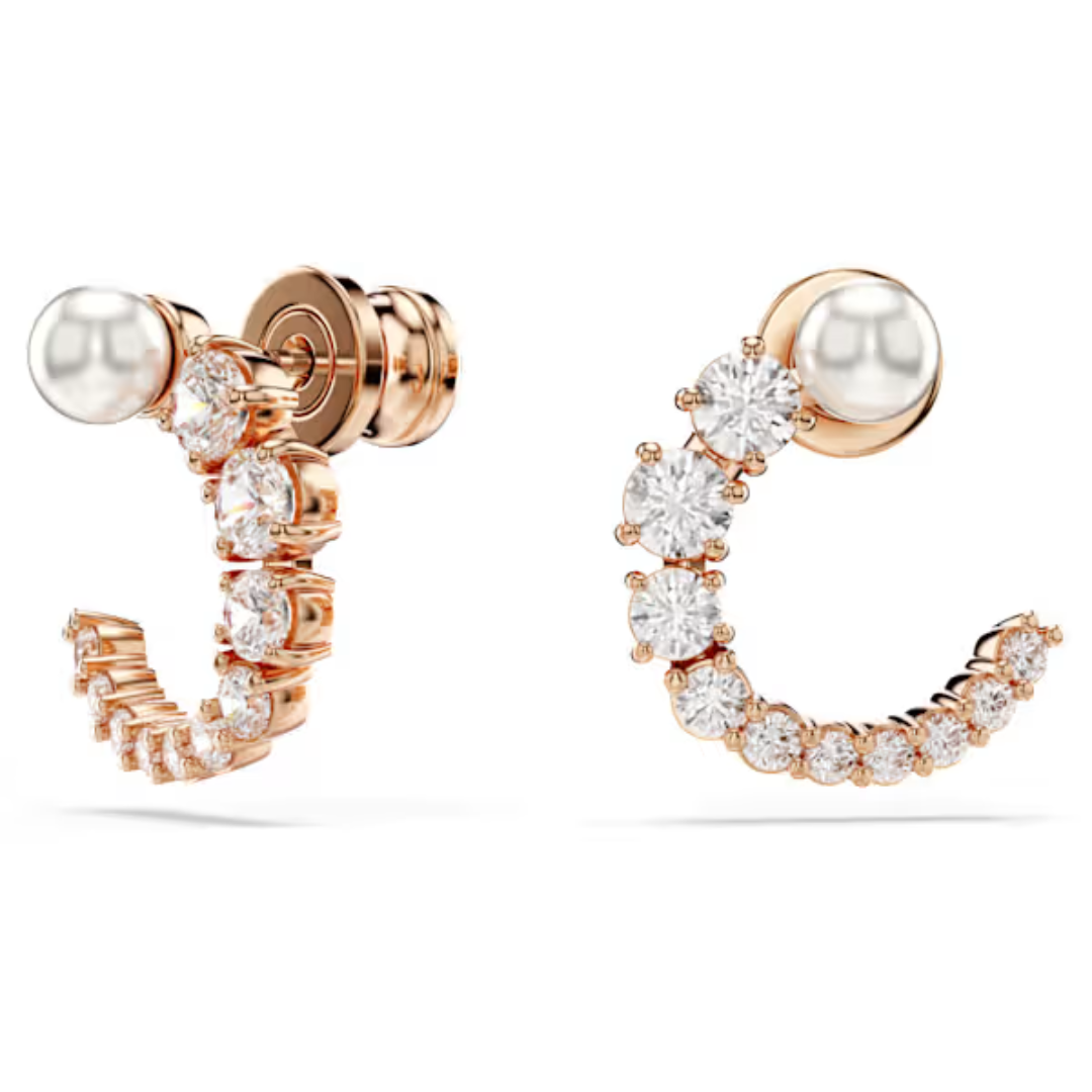 Swarovski Matrix Hoop Earrings - Crystal/Pearl/Rose Gold